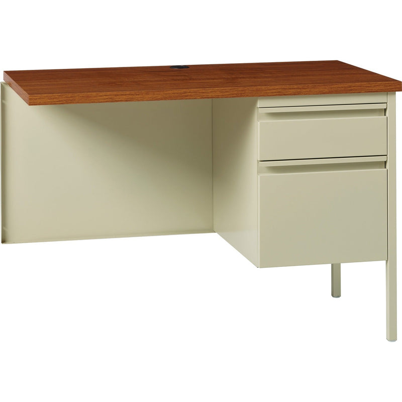 Lorell Single Pedestal Desk, RH, 42" x 24" x 29-1/2", Putty Oak (LLR60920)