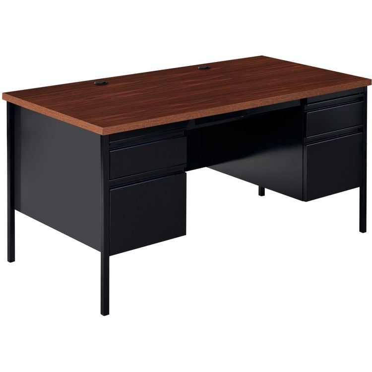 Lorell Double Pedestal Desk, 60" x 30" x 29-1/2", Black Walnut (LLR60927)