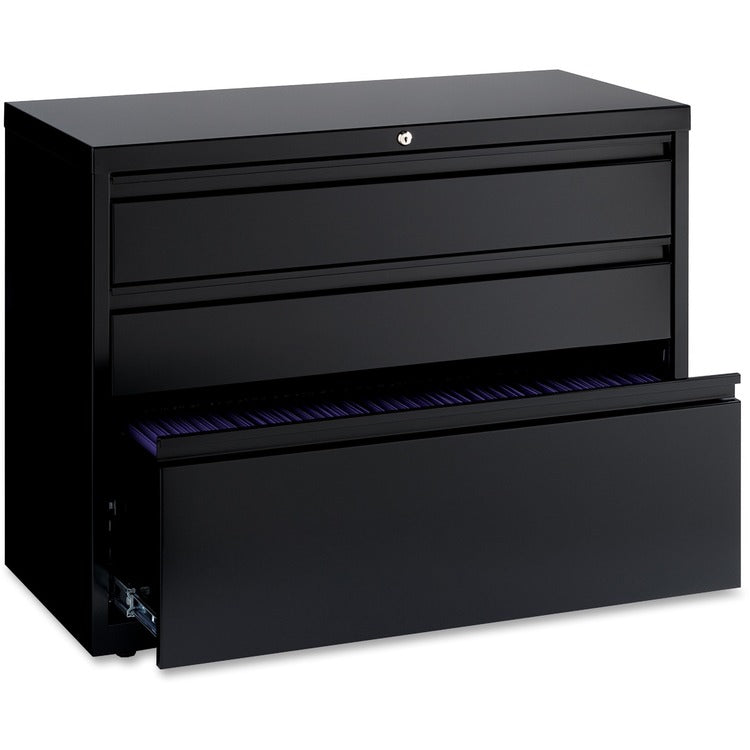 Lorell Lateral File Cabinet, 3-Doorawer, 36" x 18-5/8" x 28", Black (LLR60929)