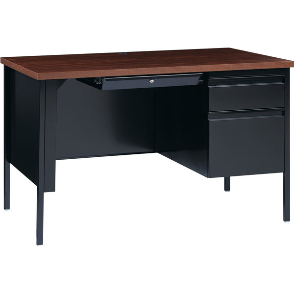 Lorell Single Pedestal Desk, RH, 48" x 30" x 29-1/2", Black Walnut (LLR66902)