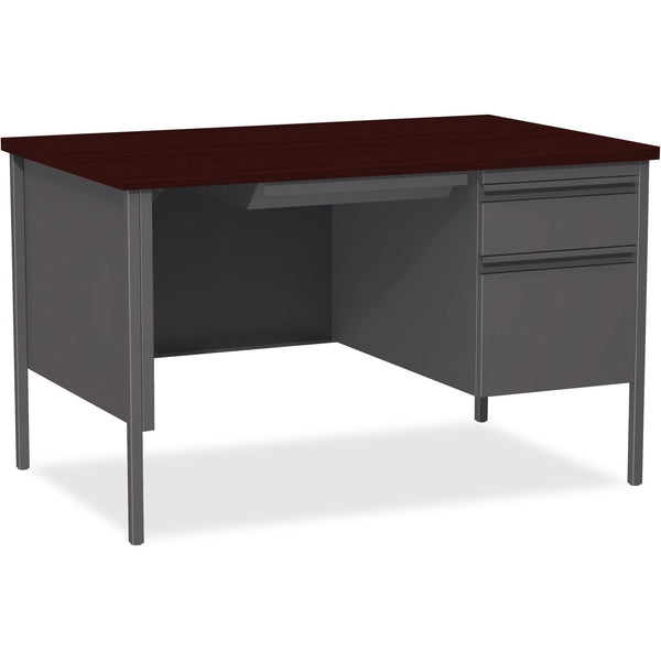 Lorell Single Pedestal Desk, RH, 48" x 30" x 29-1/2", Mahogany (LLR66903)