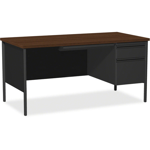 Lorell Single Pedestal Desk, RH, 66" x 30" x 29-1/2", Black Walnut (LLR66905)