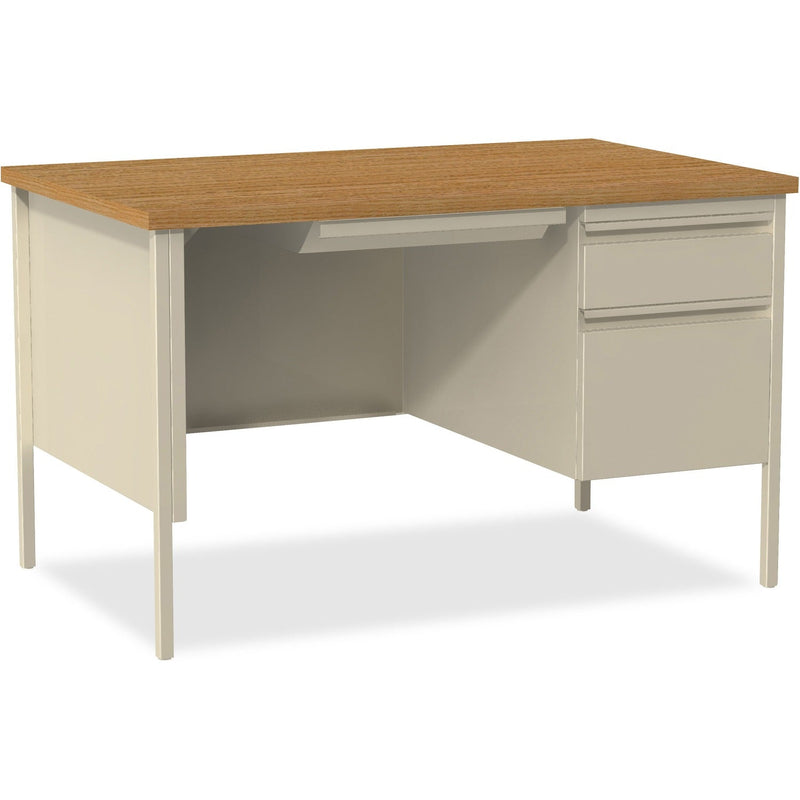 Lorell Single Pedestal Desk, RH, 48" x 30" x 29-1/2", Putty Oak (LLR66908)