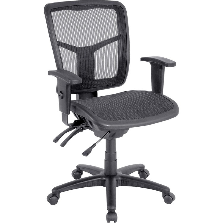 Lorell Mesh Swivel Midback Chair, 25-1/4" x 23-1/2" x 40-1/2", BKSR (LLR86904)