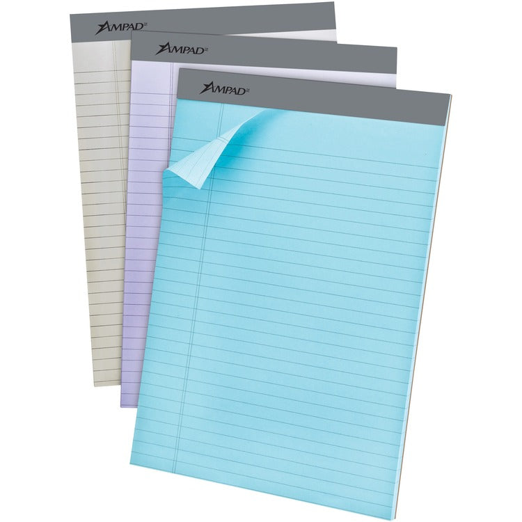 Ampad Pastel Micro-Perforated Legal Ruled Pads, 60 pt., 8 1/2&quot; x 11&quot; (TOP20602R) Pack of 6