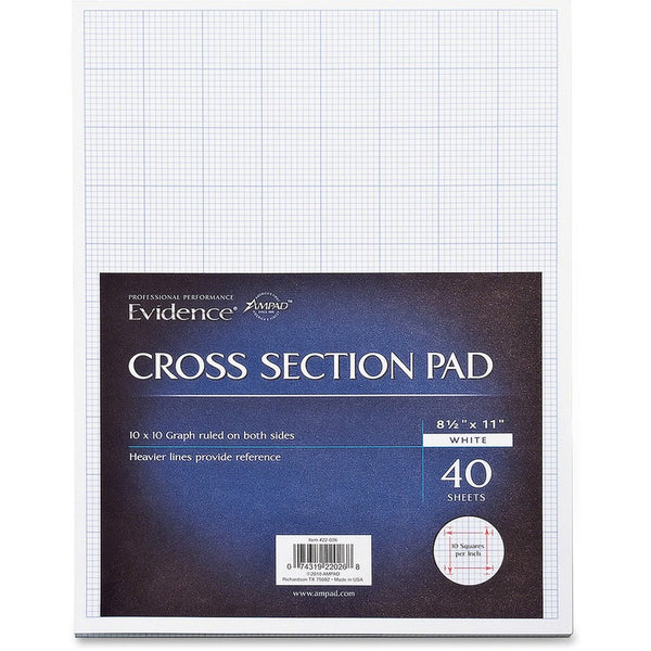 Ampad Cross Section Pads, Ruled 10x10 Sq/Inch, 40 sheets, 8-1/2&quot;x11&quot;, White (TOP22026) Each