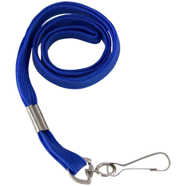 SICURIX Flat Lanyard W/ Hook, 24/BX, Blue (BAU65613)