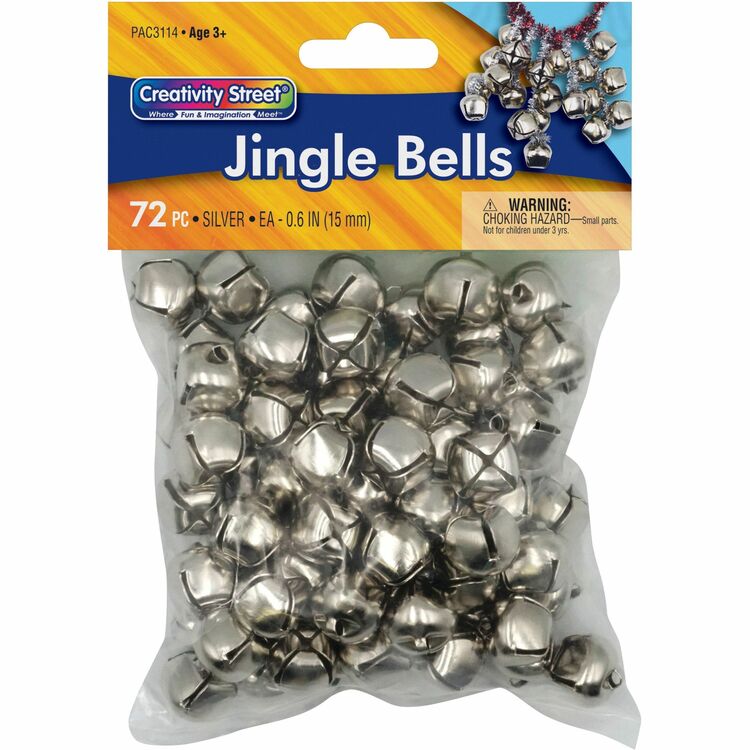 Creativity Street Jingle Bells, 15mm, 72 Bells,  Silver (PAC3114) Bag of 72