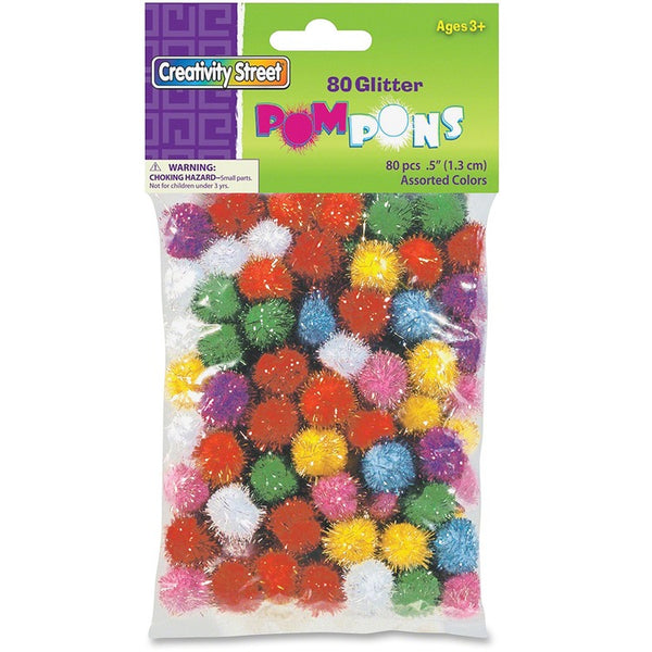 Creativity Street 1/2&quot; Multicolored Poms, 80 Per Bag (PAC811601) Bag of 80