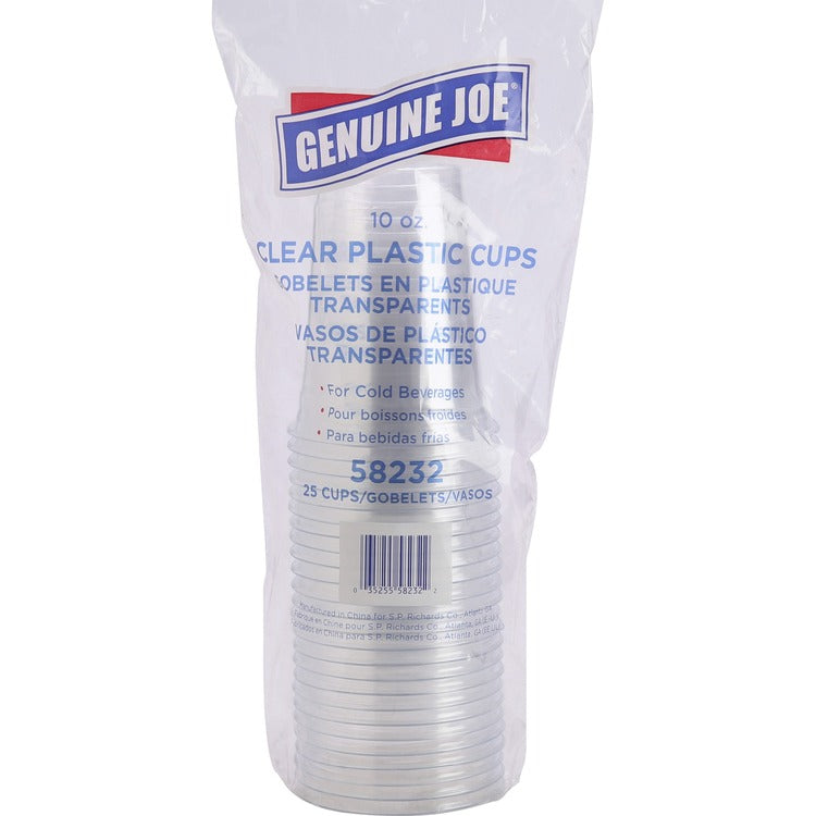 Genuine Joe Plastic Cups, 10oz., 25/PK, Clear (GJO58232)