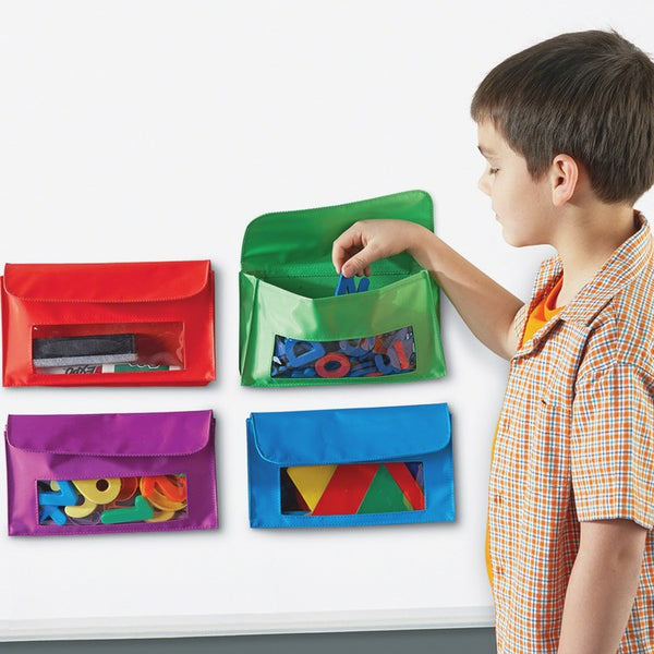 Learning Resources Magnetic Storage Pockets, 9-1/2" x 5-1/2", Multi (LRNLER6447) Set of 4