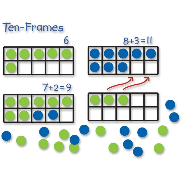 Learning Resources Giant Magnetic Ten-Frame Set, 12 1/4"L x 5"H, Blue/Green (LRNLER6644) Pack of 4