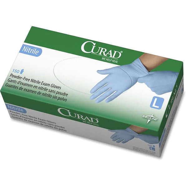 Curad Nitrile Exam Glove, Powder-Free, Large, 150/Box (MIICUR9316) Box of 150