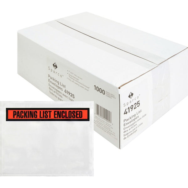 Sparco Packing/Invoice Envelope, 7" x 5.5", 1000/BX, White (SPR41925)