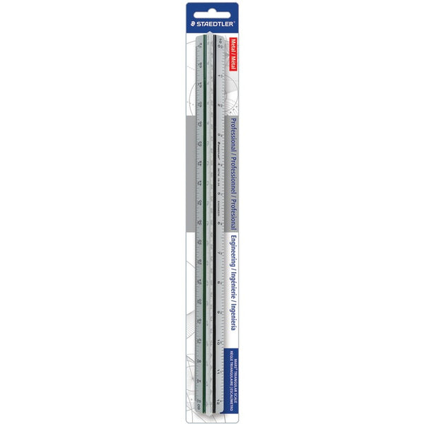 Staedtler Engineers Pro Triangular Scale, Mars, ALM, 12", Silver (STD987M1834BK) Each