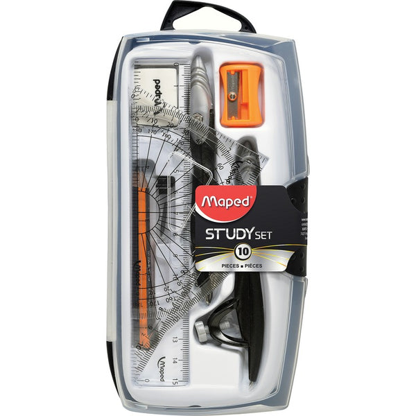 Helix Geometry Set, 10 Pcs w/Storage Box, BK/GP (HLX897010) 1 Set