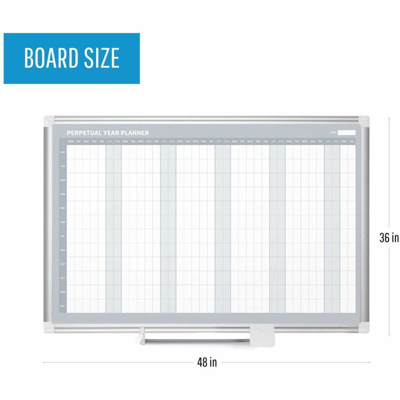 MasterVision Perpetual Year Planner, 48x36, White/Silver, (BVCGA0594830) Each