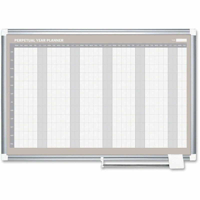 MasterVision Perpetual Year Planner, 48x36, White/Silver, (BVCGA0594830) Each