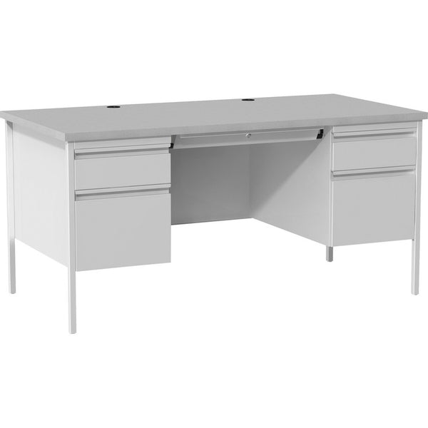 Lorell Grey Double Pedestal Steel/Laminate Desk, 2 Pedestals, 30", x 29.50" x 60" Depth, Gray, Laminated, Steel (LLR60935)