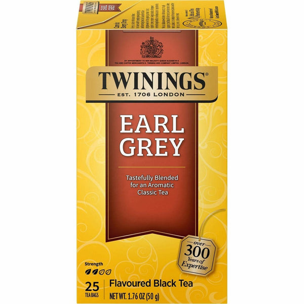 Twinings of London Tea Bags, Earl Grey, 1.76 oz, 25/Box (TWG09183) Box of 25