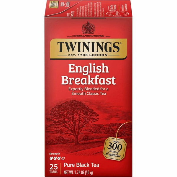 Twinings of London Tea Bags, English Breakfast, 1.76 oz, 25/Box (TWG09181) Box of 25