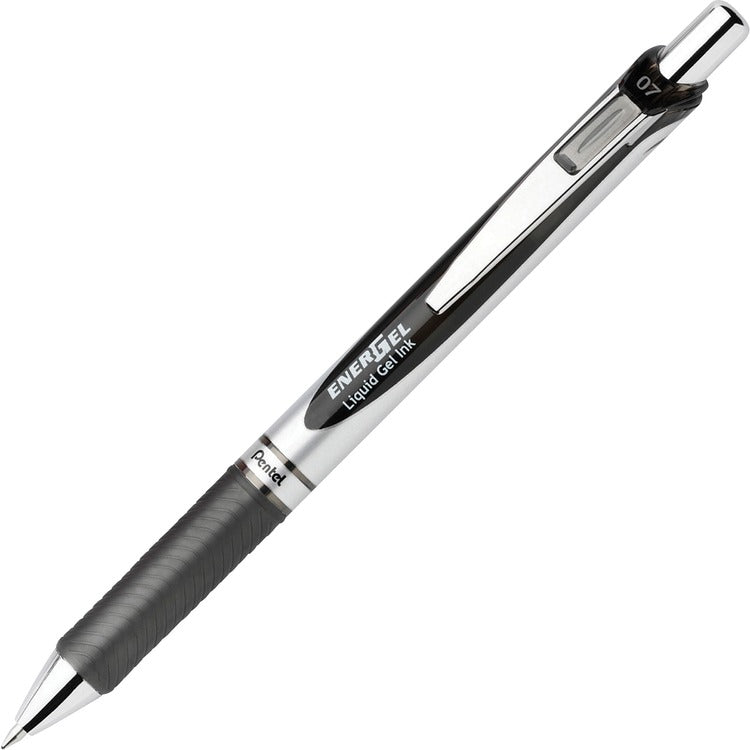EnerGel Gel Pen, Retractable, Metal Tip, .7mm, 12/BX, Black Barrel/Ink (PENBL77ADZ) 1 Dozen
