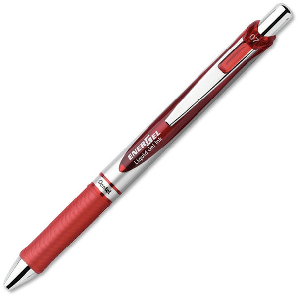 EnerGel Gel Pen, Retractable, Metal Tip, .7mm, 12/BX, Red Barrel/Ink (PENBL77BDZ) 1 Dozen