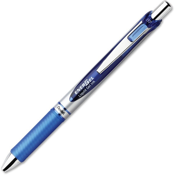 EnerGel Gel Pen, Retractable, Metal Tip, .7mm, 12/BX, Blue Barrel/Ink (PENBL77CDZ) 1 Dozen