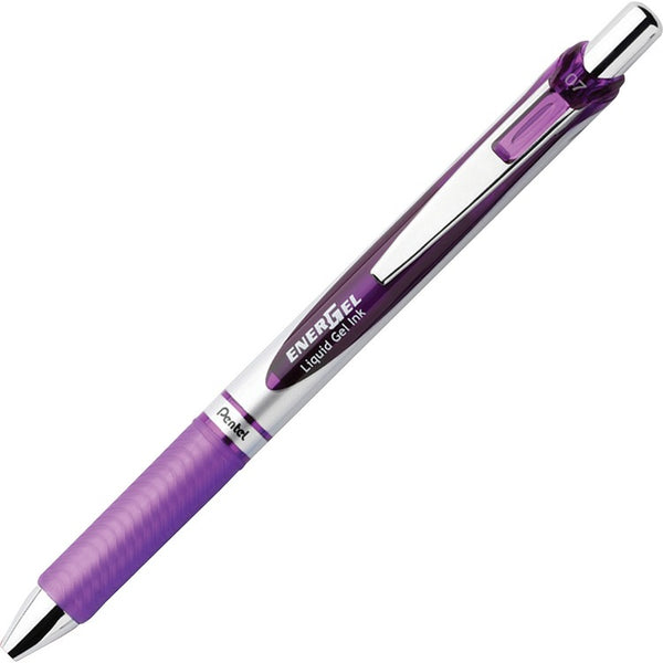 EnerGel Gel Pen, Retractable, Metal Tip, .7mm, 12/BX, Violet Barrel/Ink (PENBL77VDZ) 1 Dozen