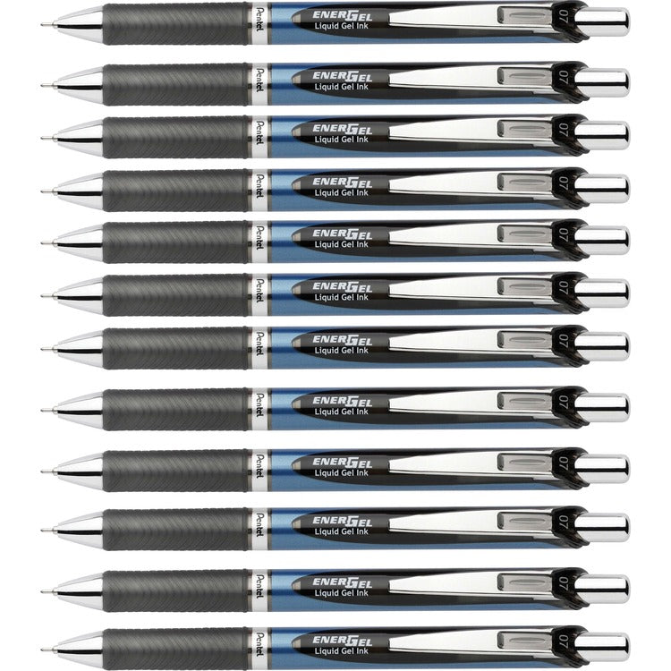 EnerGel Gel Pen, Retractable, Metal Tip, .7mm, 12/BX, Black Barrel/Ink (PENBLN77ADZ) 1 Dozen