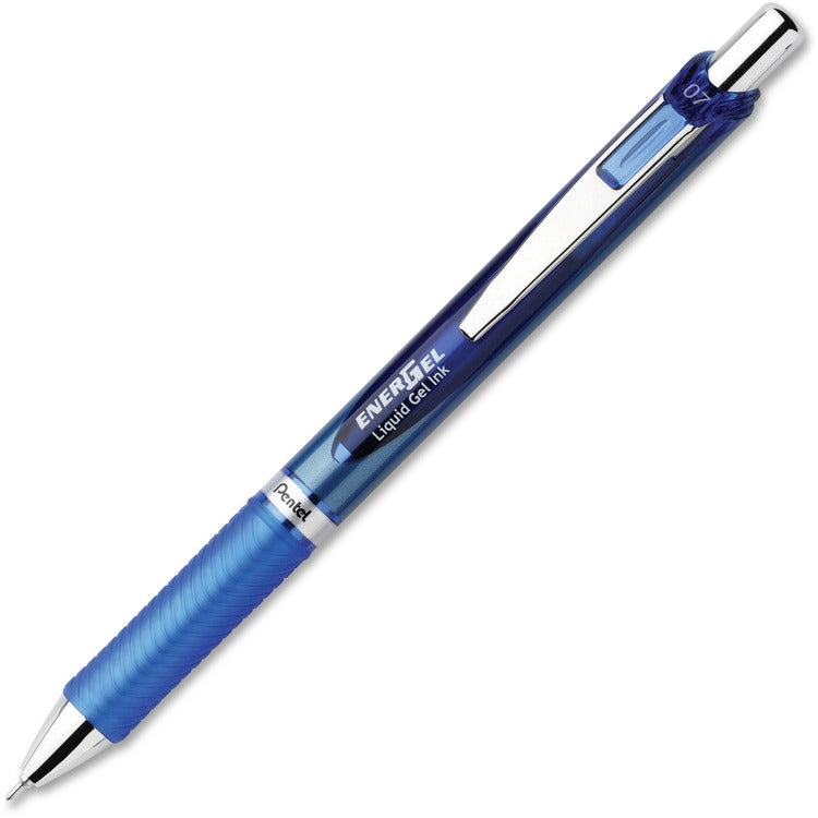 EnerGel Gel Pen, Retractable, Metal Tip, .7mm, 12/BX, Blue Barrel/Ink (PENBLN77CDZ) 1 Dozen