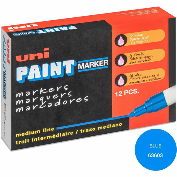 uni&reg; Oil Base Marker, Medium Point, 12/BX, Blue Ink (UBC63603DZ) 1 Dozen