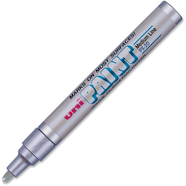 uni&reg; Uni-Paint PX-20 Oil-Based Medium Point Marker, Medium Marker Point, Metallic Silver Oil Based Ink, 12/Dozen (UBC63614DZ) 1 Dozen