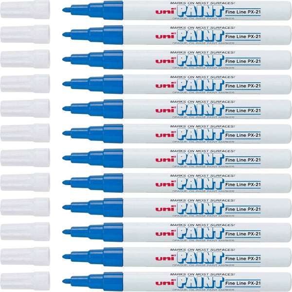 uniball&trade; Paint Marker, Oil Base, Fine Point, 12/BX, Blue (UBC63703DZ) 1 Dozen