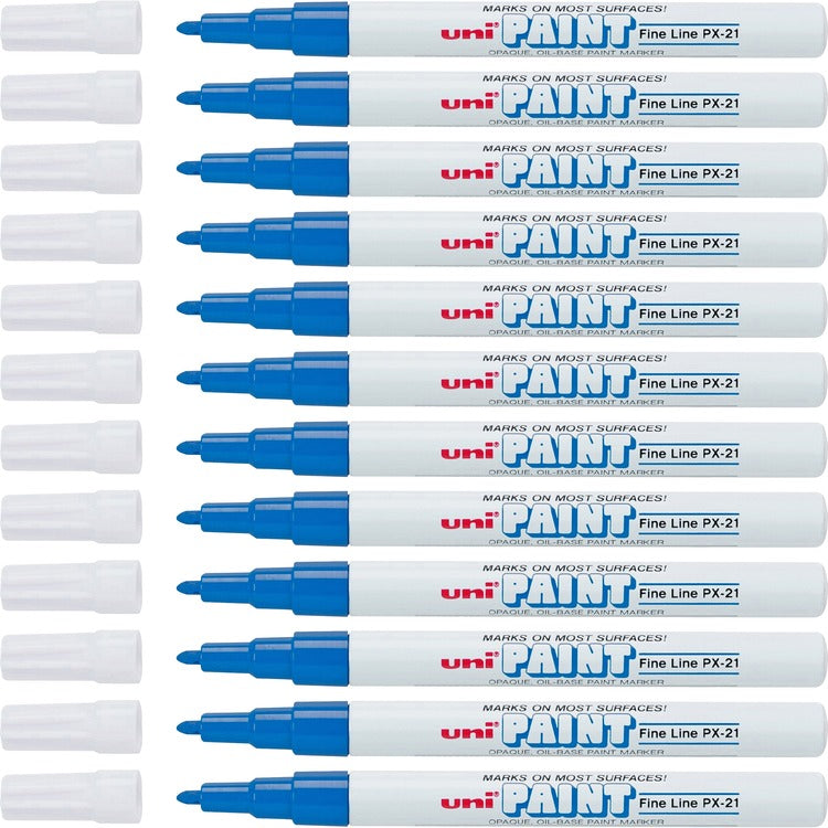 uniball&trade; Paint Marker, Oil Base, Fine Point, 12/BX, Blue (UBC63703DZ) 1 Dozen