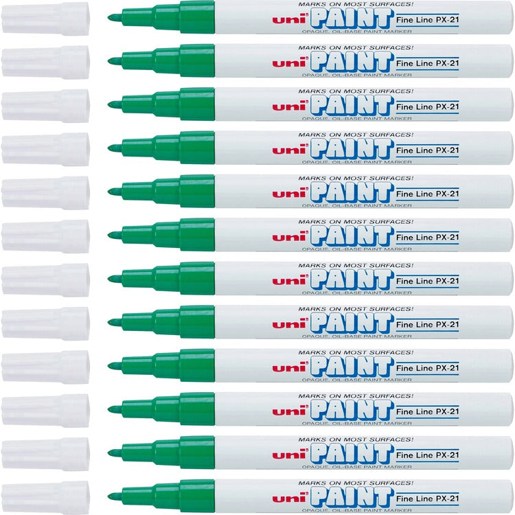 uni&reg; Paint Marker, Oil Base, Fine Point, 12/BX, Green (UBC63704DZ) 1 Dozen