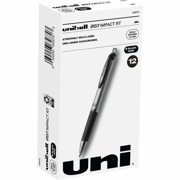 uniball&trade; Gel Impact Pen, Retractable, Refillable, 1.0mm, 12/BX, BK Ink (UBC65870DZ) 1 Dozen