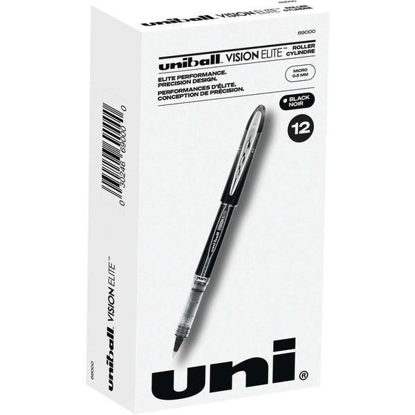 uniball&trade; Rollerball Gel Pen, Refillable, Micro Pt, .5mm, 12/BX, BK Ink (UBC69000DZ) 1 Dozen