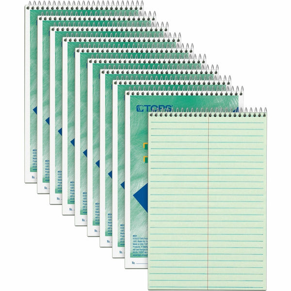 TOPS Steno Book, Gregg Rule, 80Sheets/PD, 6" x 9", 12/PK, GN Tint (TOP8021DZ) 1 Dozen