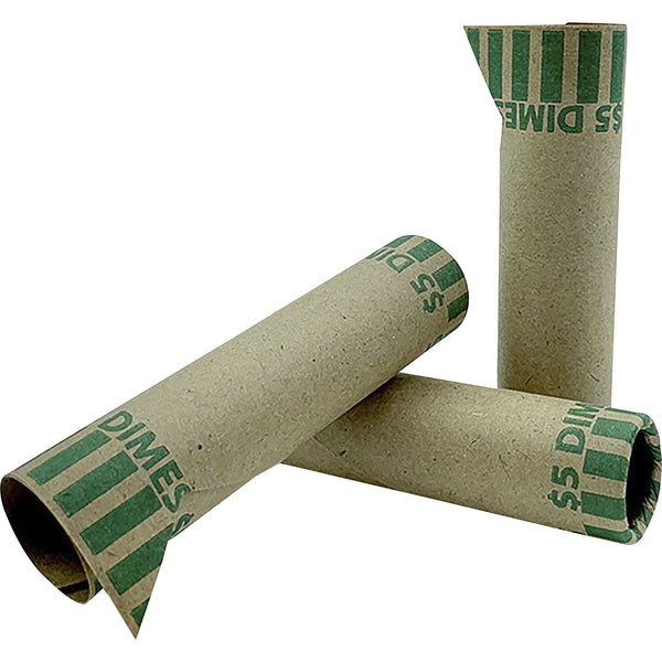 PAP-R Preformed Tubular Coin Wrappers, Dimes, $5, 1000 Wrappers/Box (PQP20010) Box of 1000