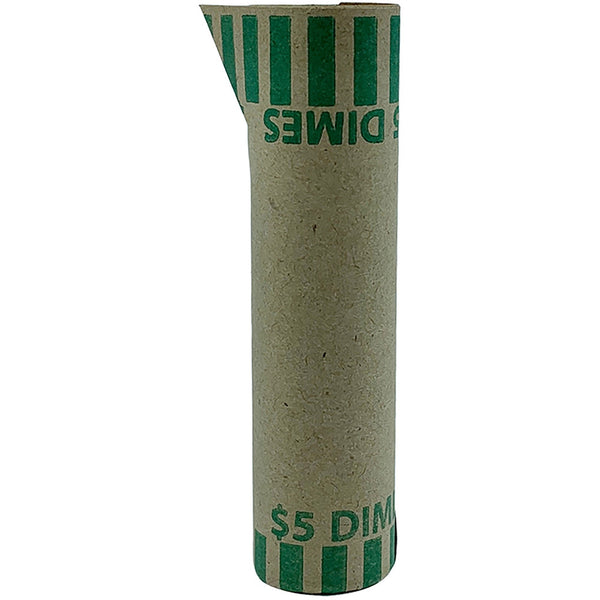 PAP-R Preformed Tubular Coin Wrappers, Dimes, $5, 1000 Wrappers/Box (PQP20010) Box of 1000