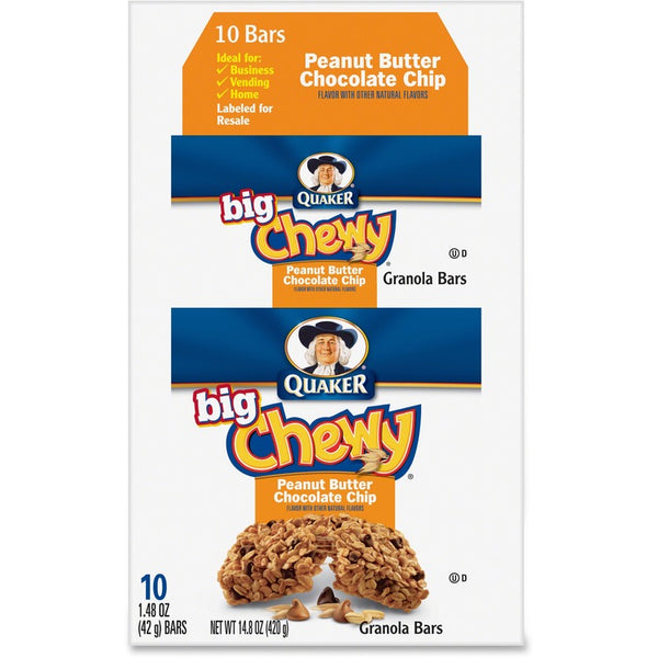 Quaker Oats Peanut Butter Chewy Granola Bar, 1.48oz., 10/BX, Multi (QKR31566) Box of 10
