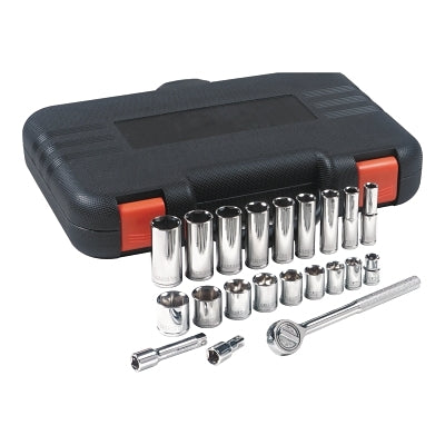 Anchor Brand® 22 Piece Standard and Deep Socket Sets, 3/8 in, 6 Point (103-07-846) 1 Set
