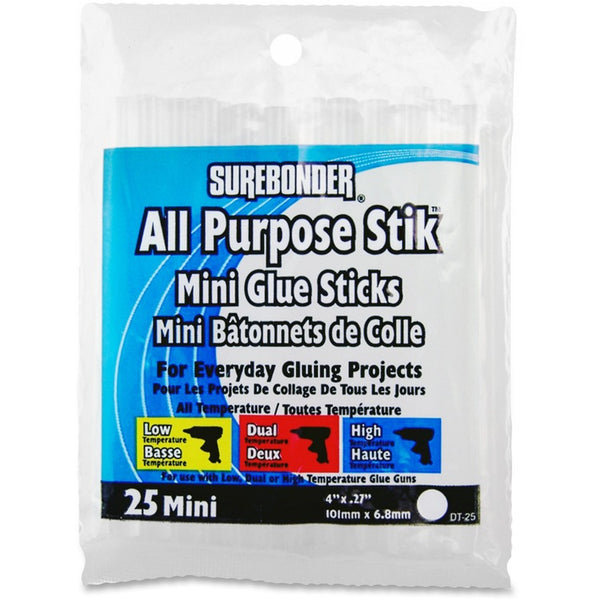 SureBonder Hot Melt Glue Sticks, 0.27" x 4", Dries White, 25/Pack (FPRDT25) Pack of 25