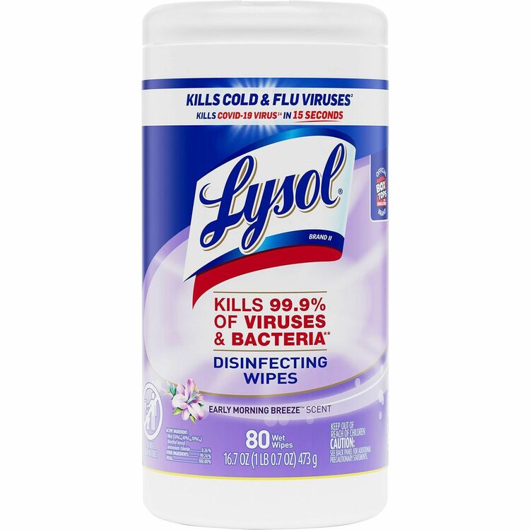 Lysol Disinfecting Wipes, 7 x 8, Early Morning Breeze, 80 Wipes/Canister (RAC89347)