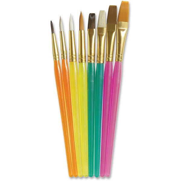 Creativity Street Acrylic Handled Brush Set, Assorted Sizes/Colors, 8 Brushes/Set (PAC5133) Set of 8