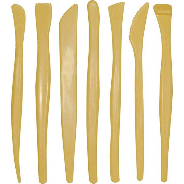 Creativity Street Plastic Modeling Tools, Plastic, 6" Long, 7 Tools With Assorted Tips, Yellow (PAC9774) Each