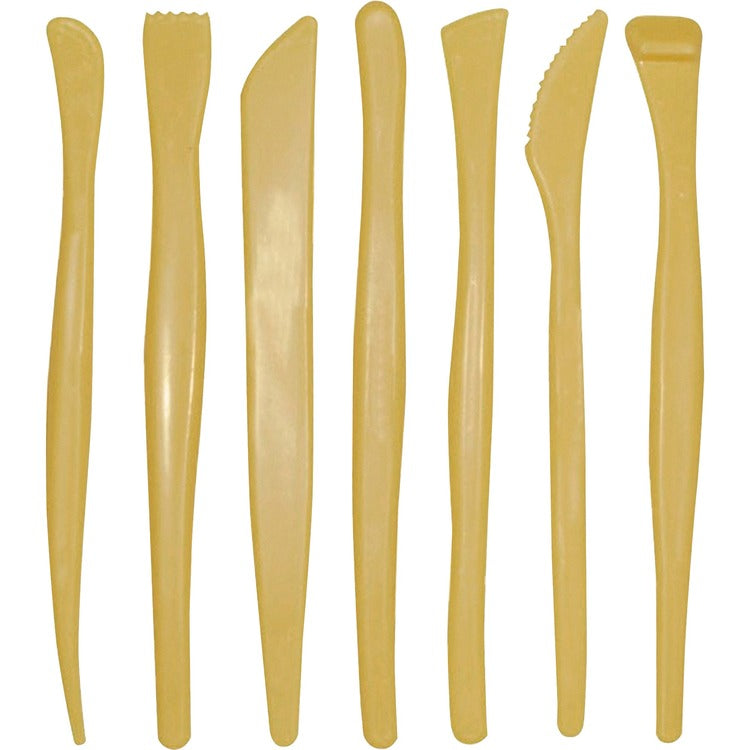 Creativity Street Plastic Modeling Tools, Plastic, 6" Long, 7 Tools With Assorted Tips, Yellow (PAC9774) Each