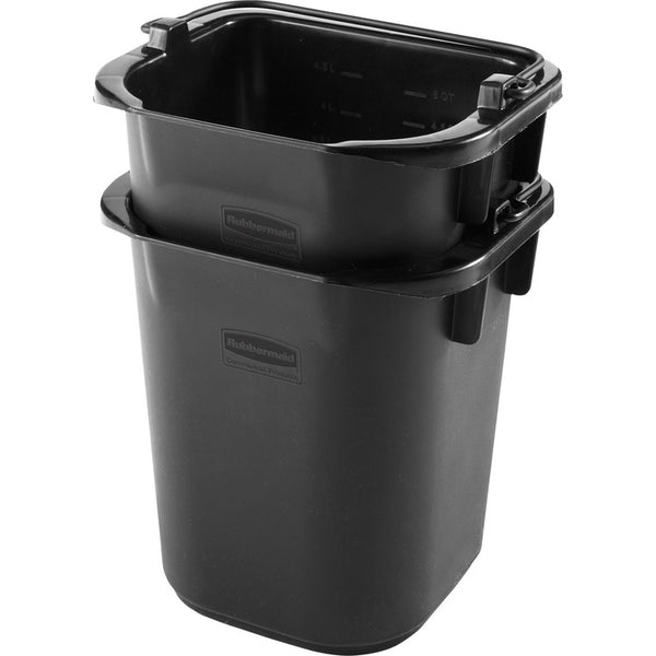 Rubbermaid Commercial Executive Heavy Duty Pail, Black, Plastic, 5 Quarts, 9.3 w x 7.5 d x 8.5 h (RCP1857378) Each