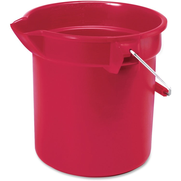 Rubbermaid Commercial Brute Utility Bucket, Handle, 10 Qt, 10-1/2"x10-1/4", Red (RCP296300RD) Each